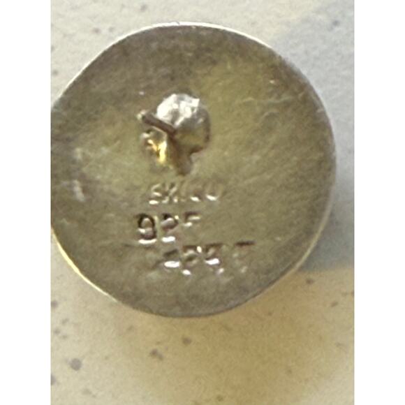 Vintage 925 Sterling Silver Dried Red Flower Post Earrings - Picture 3 of 3